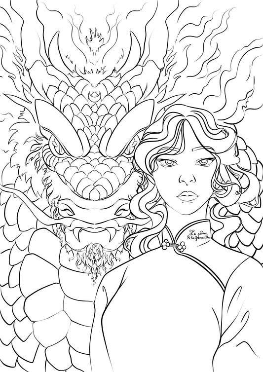 Sheryna, Moon Dragon - Coloring