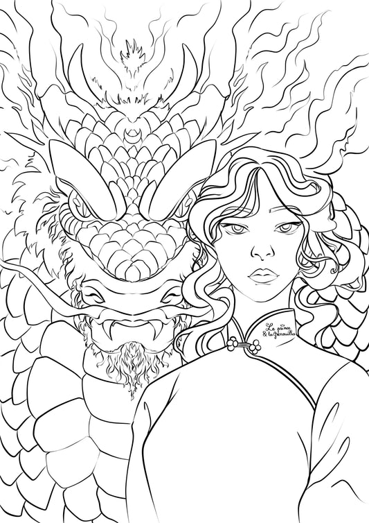 Sheryna, dragon de lune - coloriage