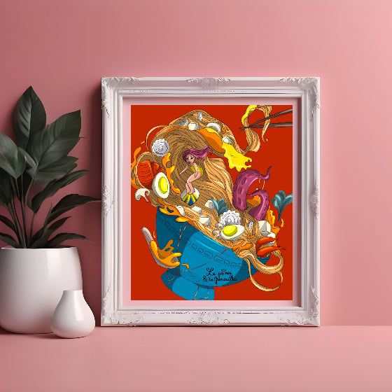 surf nouilles chinoises ramen illustration numérique