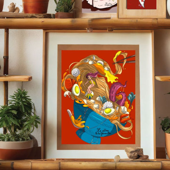 surf nouilles chinoises ramen illustration numérique