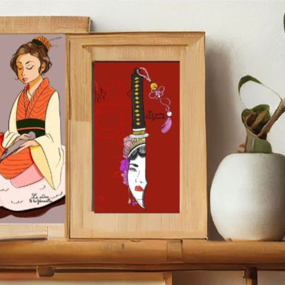 illustration numérique asiatique geisha japon