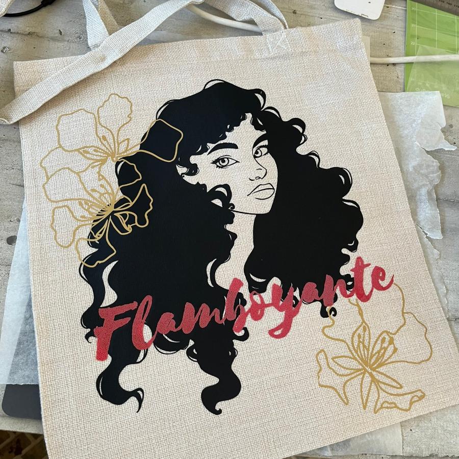 tote bag en polyester cafrine aux flamboyants