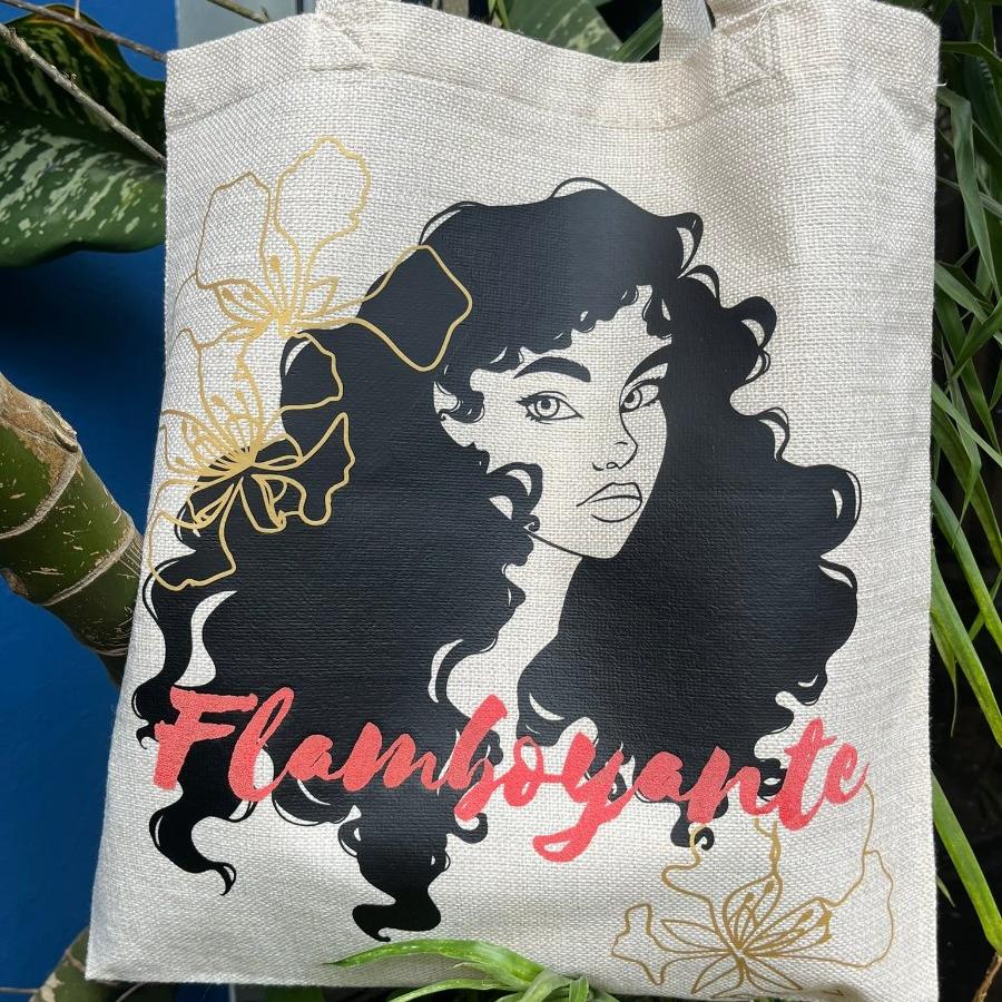 tote bag en polyester cafrine aux flamboyants