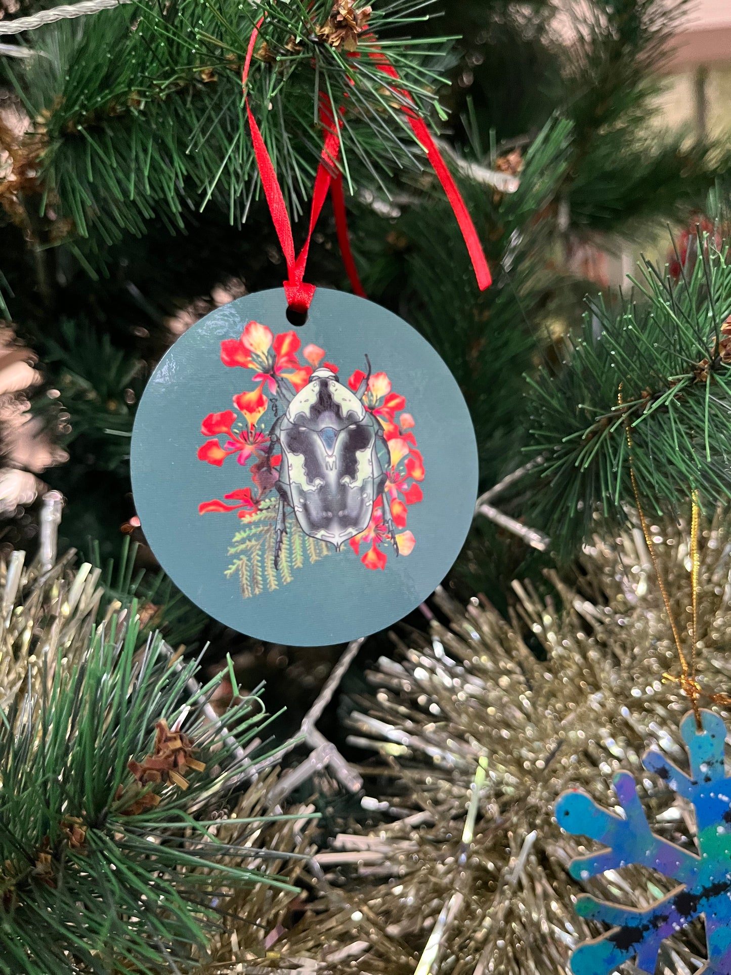 Bébêtes la kour - décoration ronde de sapin