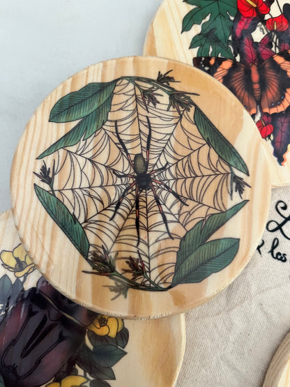 Bébêtes la kour - sous verres en bois