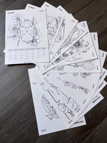 Calendrier 2026 à colorier