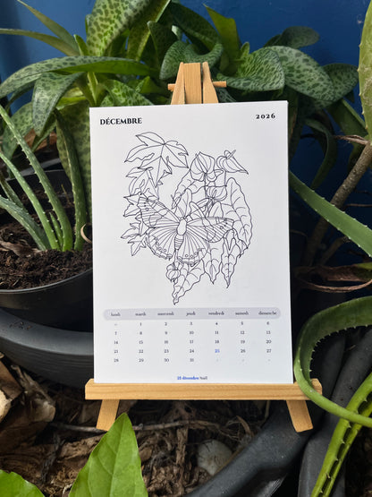 Calendrier 2026 à colorier